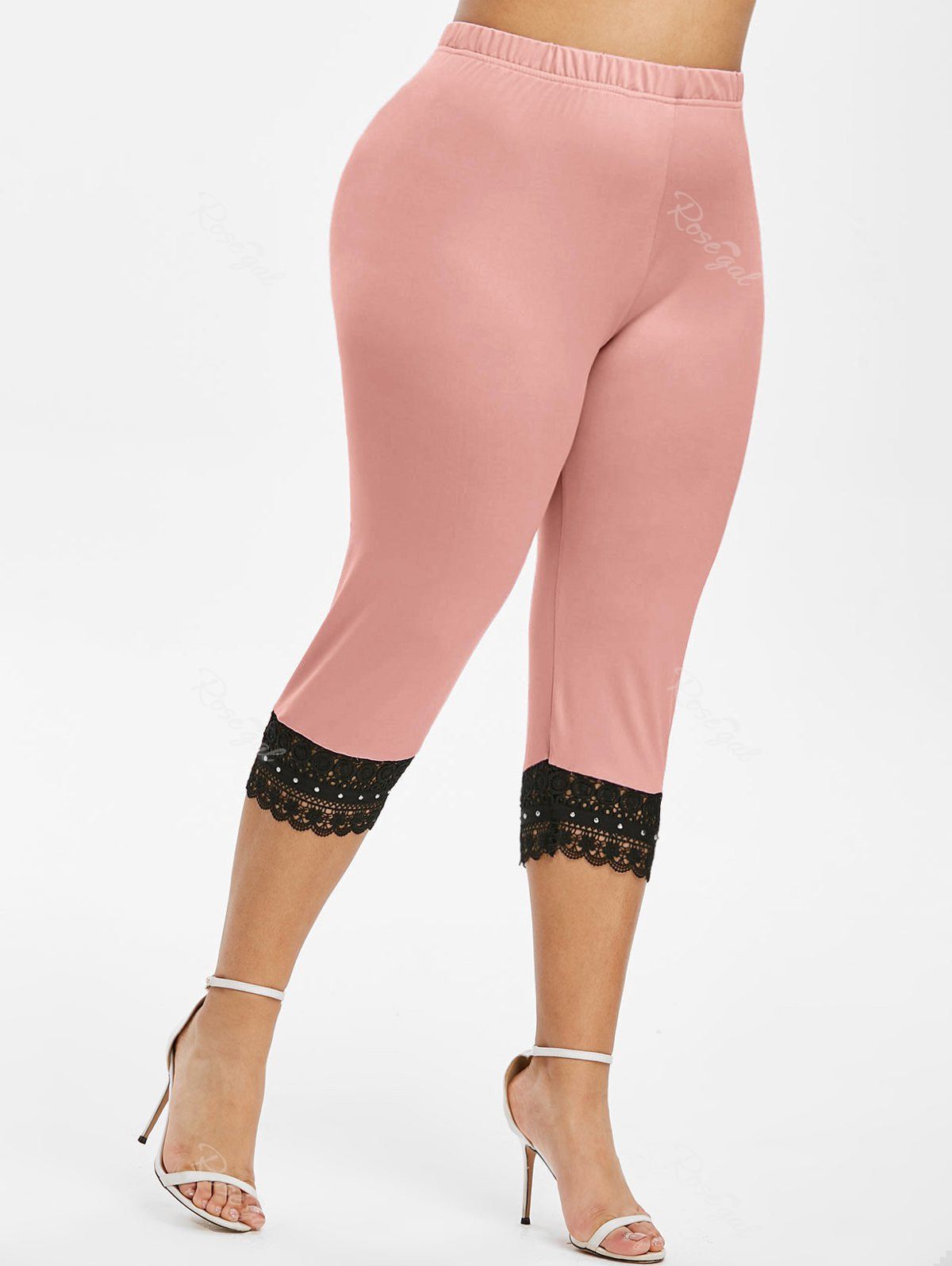 Plus Size Lace Crochet Capri Leggings [31% OFF] | Rosegal