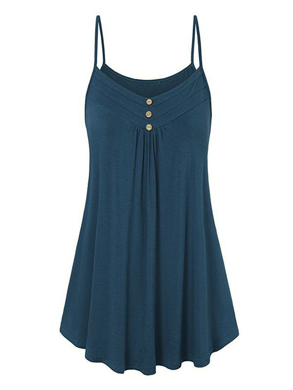 

Buttons Tunic Cami Top, Deep blue