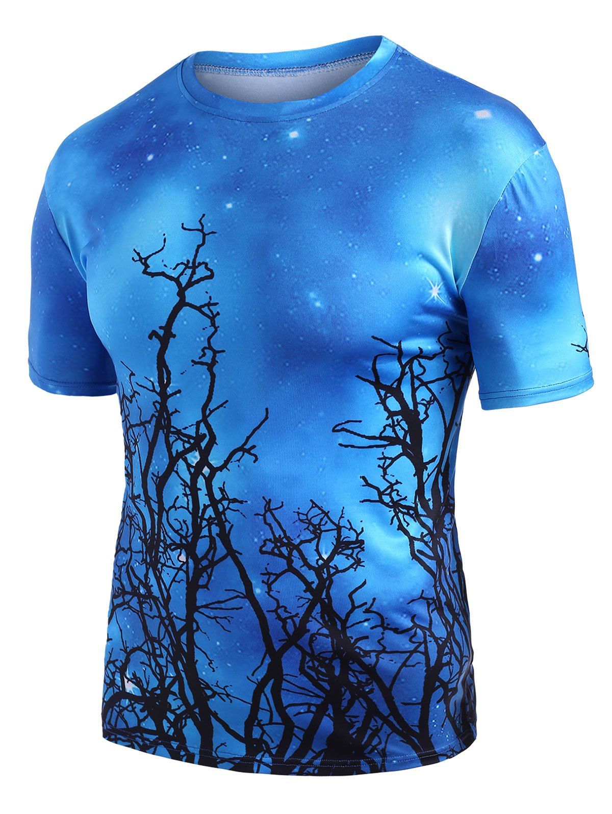 

Starry Tree Branch Print Crew Neck Short Sleeve T Shirt, Blue ivy