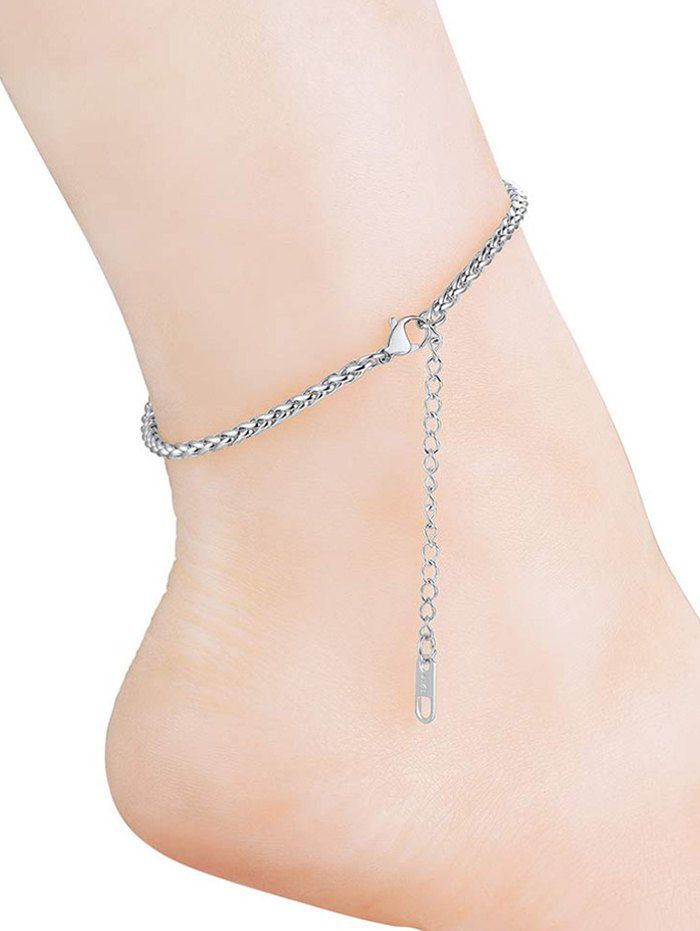 

316L Stainless Steel Solid Color Keel Chain Anklets, Silver
