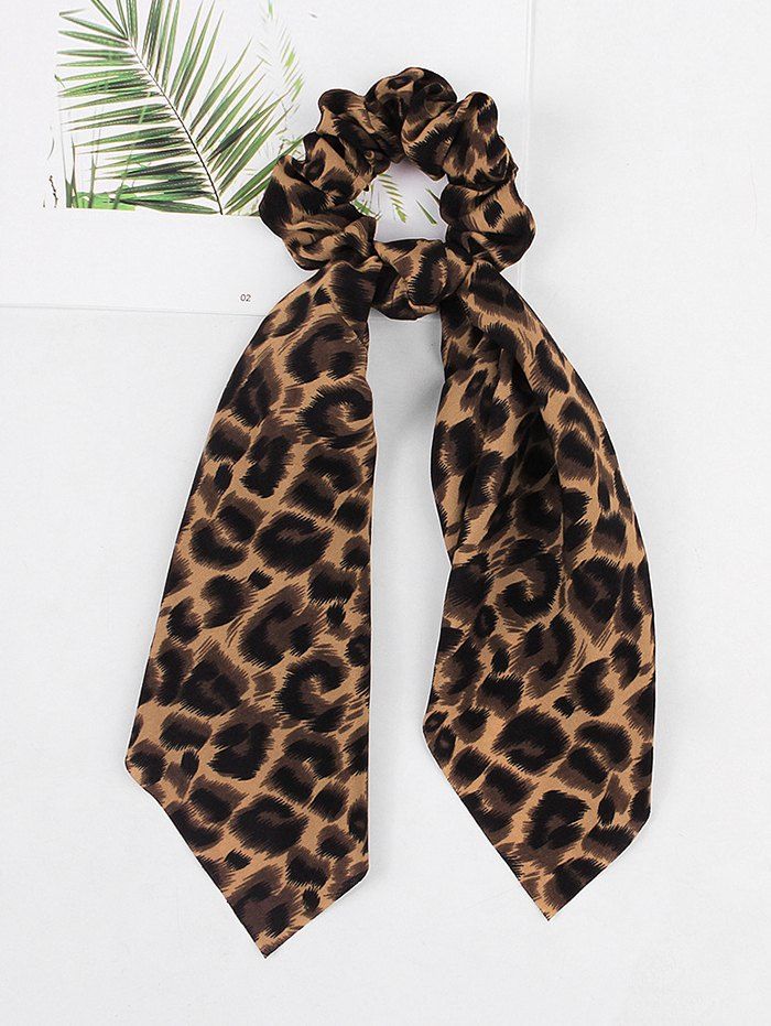

Ribbon Leopard Print Fabric Scrunchy, Coffee