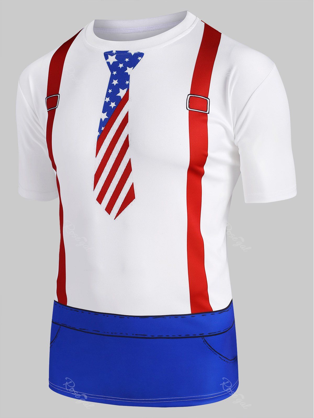 Fashion American Flag Faux Twinset 3D Print T-shirt  