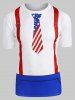 American Flag Faux Twinset 3D Print T-shirt -  