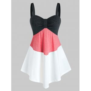 

Plus Size Colorblock Ruched Tank Top, Multi b
