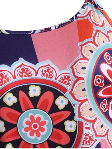 

Plus Size Bohemian Print Knee Length Dress, Light pink