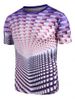 Seamless Geometric Pattern Crew Neck Short Sleeve T Shirt -  