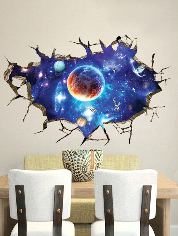 

Planet Printed Background Wall Sticker Set, Multi-b