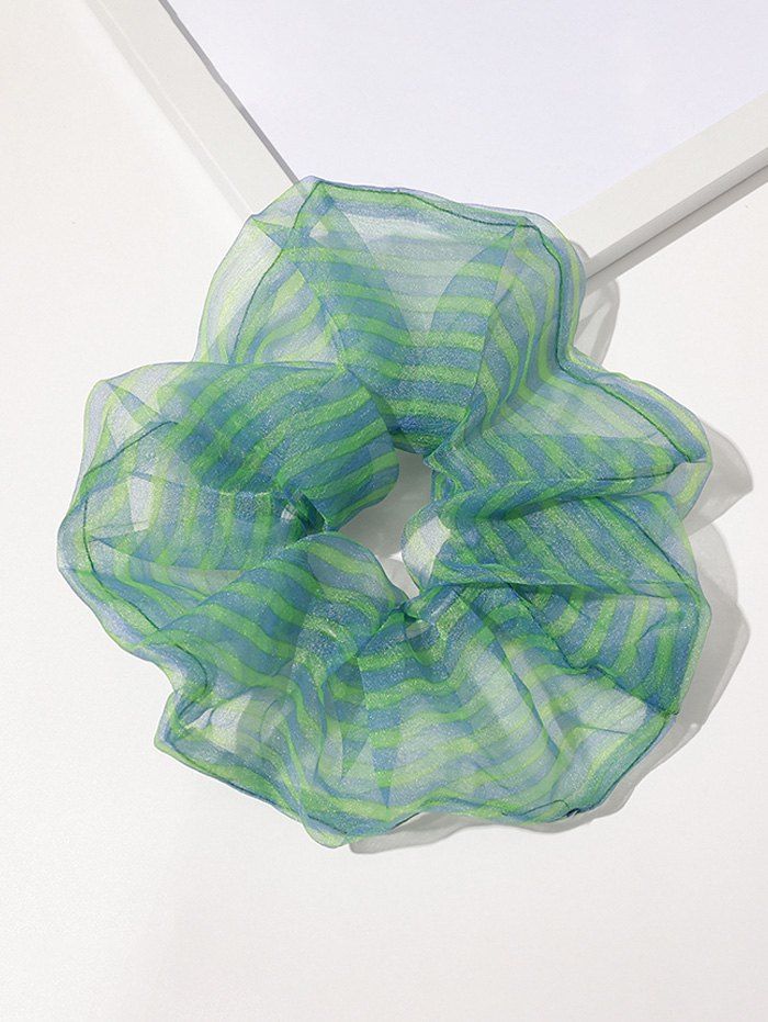 

Stripes Print Organza Elastic Scrunchy, Light green