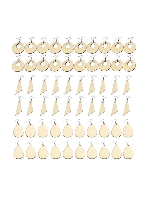 

60Pcs DIY Assembly Crafts Wood Earrings Accessories Set, Burlywood