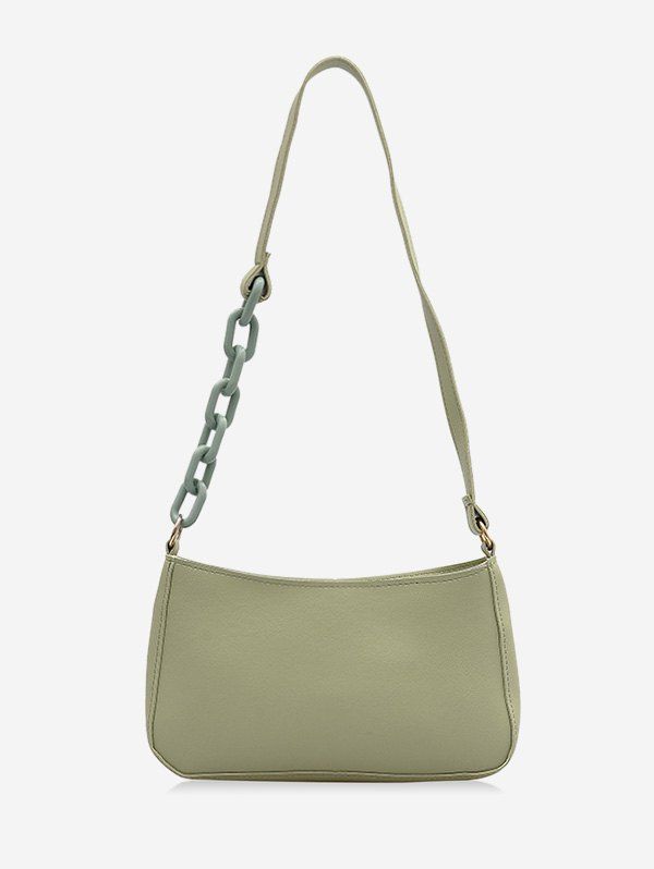 

Solid Color Leather One Shoulder Bag, Light green