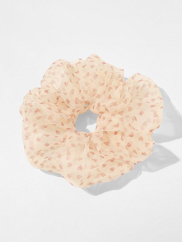 

Ditsy Heart Mesh Large Elastic Scrunchies, Light yellow