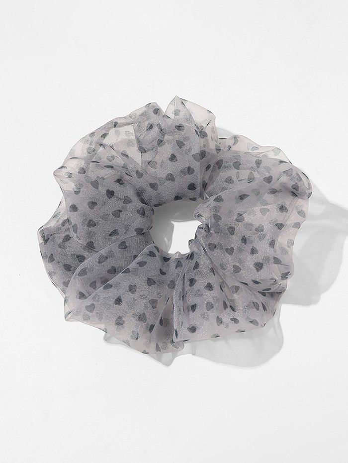 

Ditsy Heart Mesh Large Elastic Scrunchies, Gray
