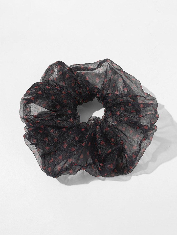 

Ditsy Heart Mesh Large Elastic Scrunchies, Black