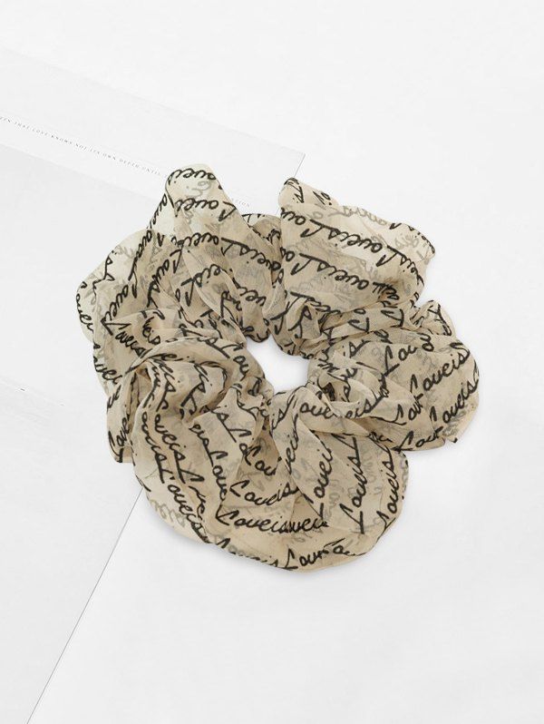 

Letters Print Elastic Gauze Scrunchy, Coffee