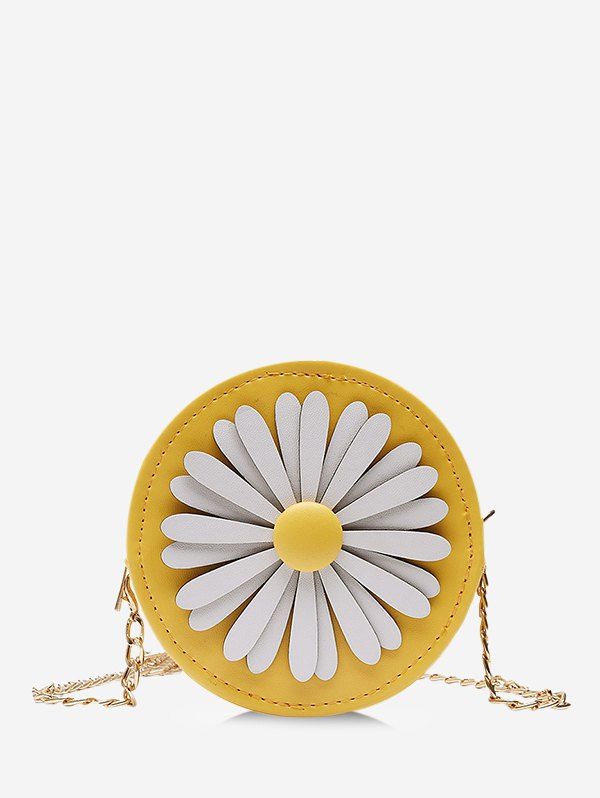

Floral Mini Round Chain Crossbody Bag, Yellow