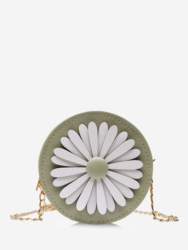 

Floral Mini Round Chain Crossbody Bag, Light green
