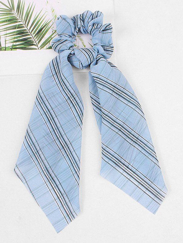 

Rabbit Ear Plaid Print Elastic Scrunchies, Light blue