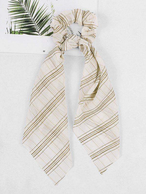

Rabbit Ear Plaid Print Elastic Scrunchies, White
