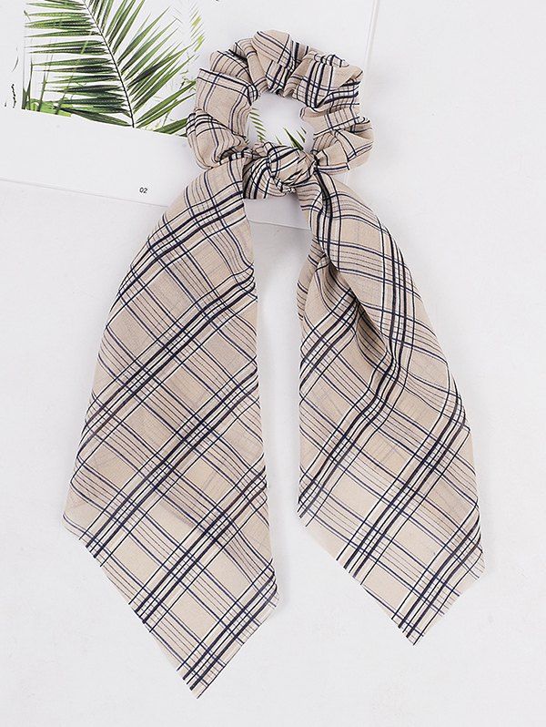 

Rabbit Ear Plaid Print Elastic Scrunchies, Light yellow