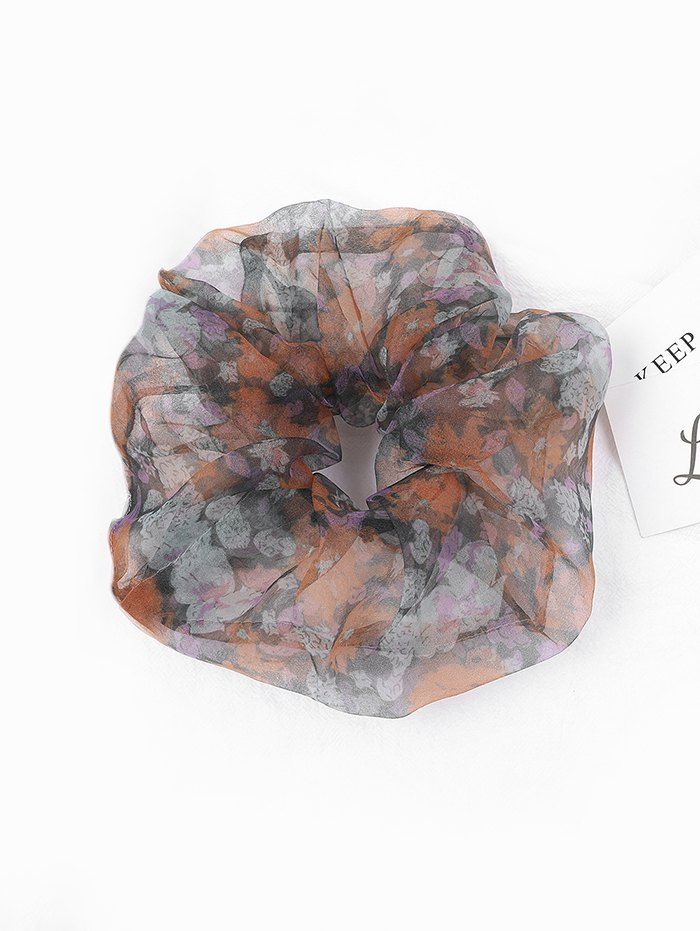 

Flower Print Oversized Organza Scrunchy, Black