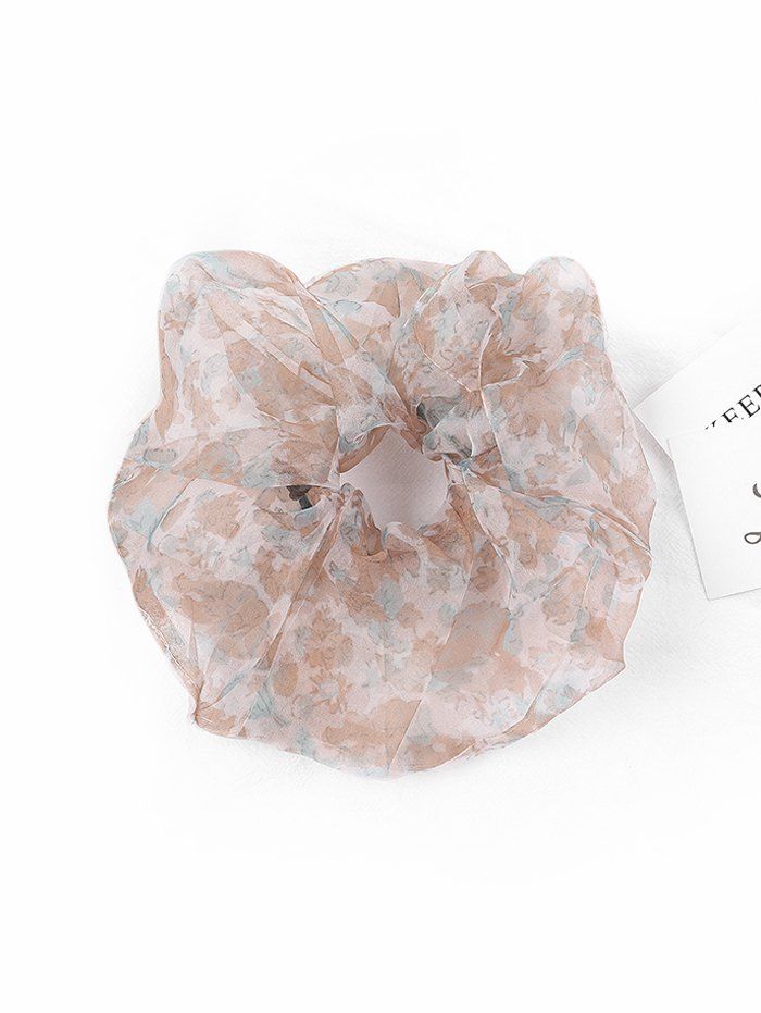 

Flower Print Oversized Organza Scrunchy, Light pink