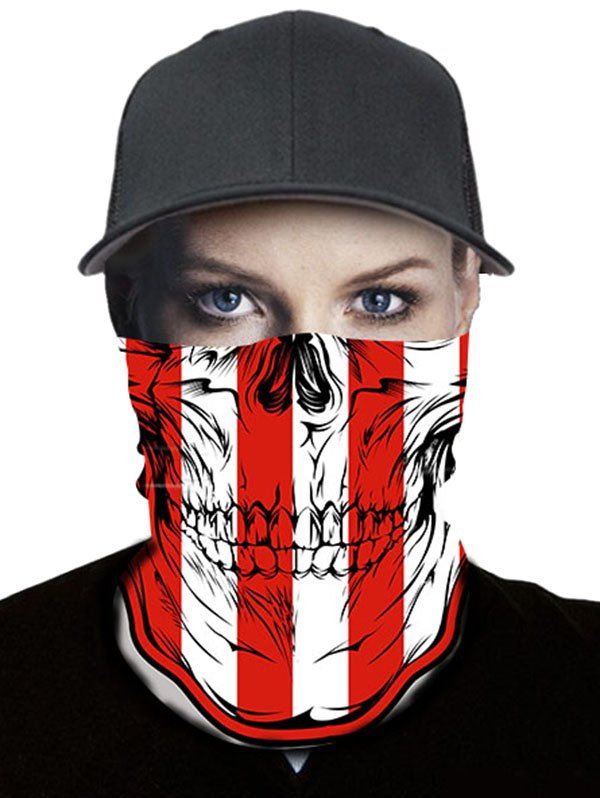 

Skull and Stripes Print Outdoor Riding Neck Gaiter Mask, Multi-a