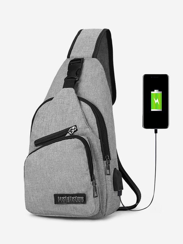 

Outdoor Leisure Nylon Crossbody Bag, Gray