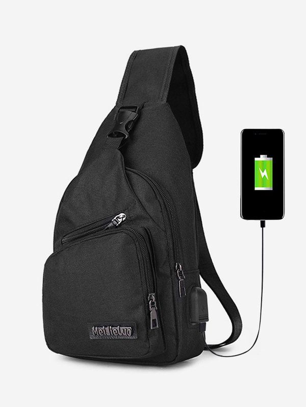 

Outdoor Leisure Nylon Crossbody Bag, Black