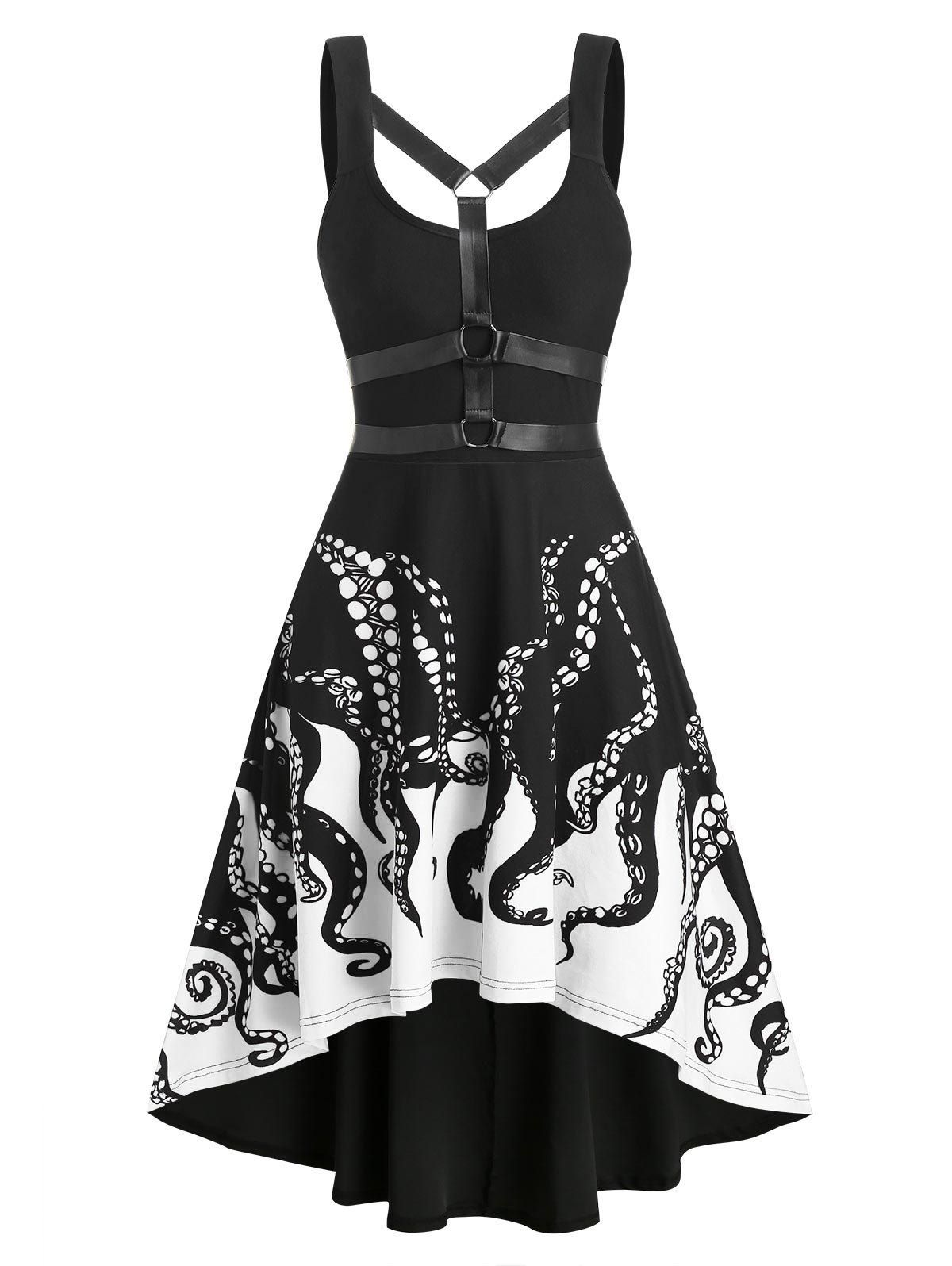 

Harness Insert Octopus Print Gothic Dress, White