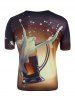 Beer Splash Graphic Crew Neck Short Sleeve T Shirt -  