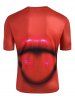 Funny Lip Graphic Crew Neck Casual T Shirt -  