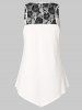 Plus Size Floral Tank Top with Lace -  
