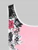 Plus Size Floral Tank Top with Lace -  