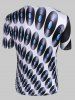 Abstract Disc Print Crew Neck Casual T Shirt -  