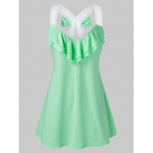 

Plus Size Ruffle Bowknot Crisscross Tank Top, Lawn green