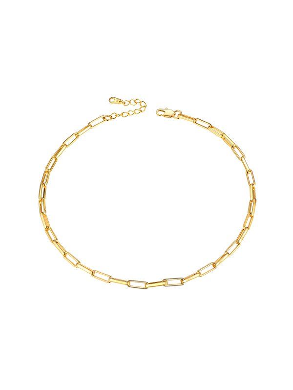 

Copper 18K Gold Plated Chain Choker Necklace, Golden
