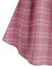 Plus Size Twisted Bowknot Plaid Backless Tunic Tank Top -  