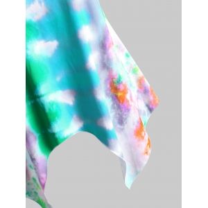 

Plus Size Tie Dye Lace Insert Handkerchief T Shirt, Clover green