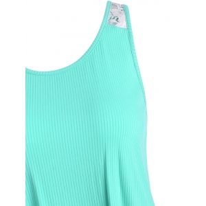 

Plus Size Ribbed Lace Insert Tank Top, Aquamarine