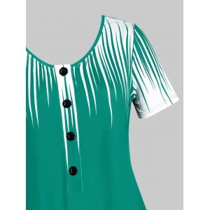 

Plus Size Ombre Color Henley T Shirt, Sea turtle green