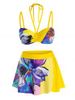 Plus Size Flower Underwire Push Up Skirted Bikini Swimwear -  