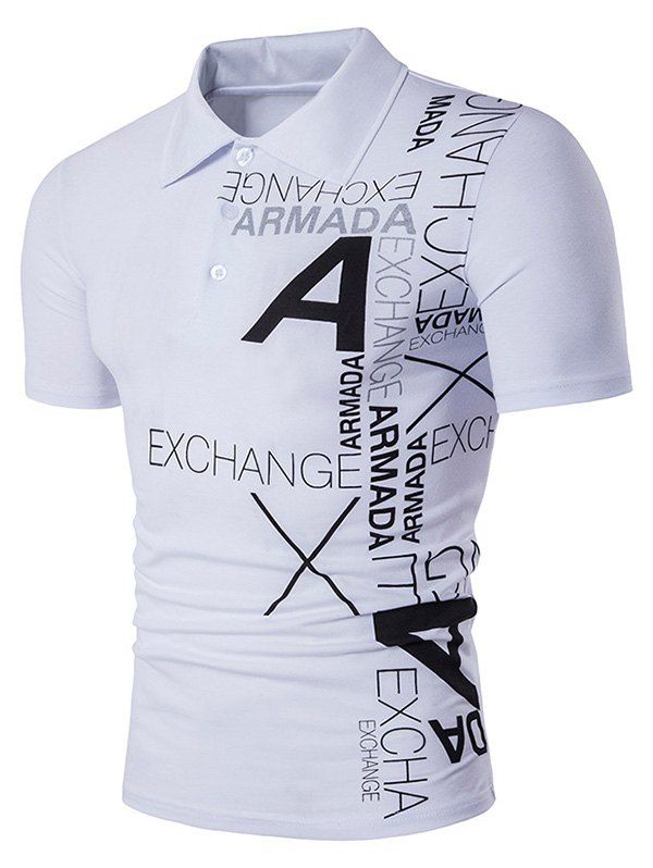 

Exchange Graphic Print Half Button T-shirt, White