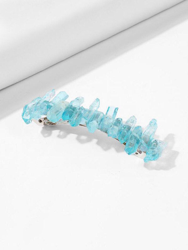 

Geometric Transparent Stones Barrette, Blue