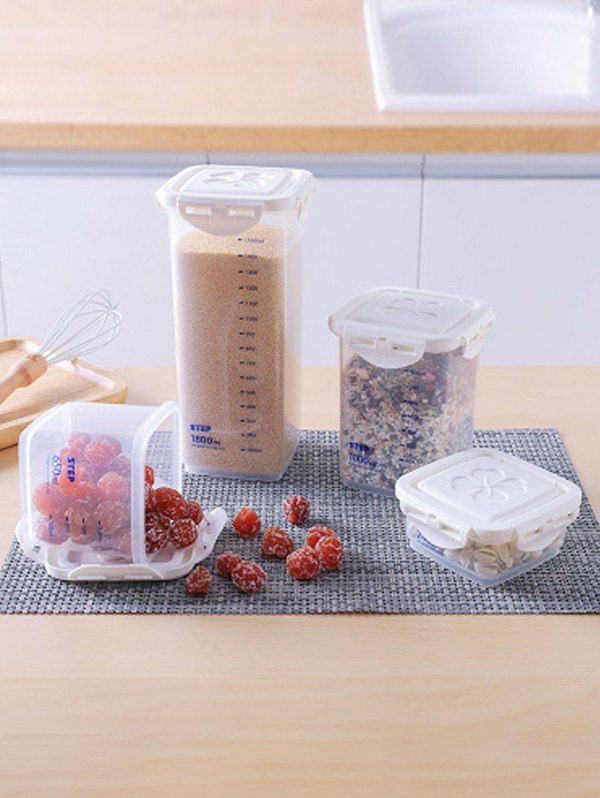 

4Pcs Kitchen Scale Sealed Plastic Storage Tank Set, Transparent