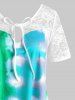 Plus Size Tie Dye Lace Insert Handkerchief T Shirt -  