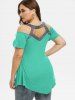 Sparkly Cut Out Cold Shoulder Plus Size Top -  