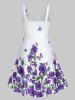 Rose Flower Print High Waist A Line Dress -  