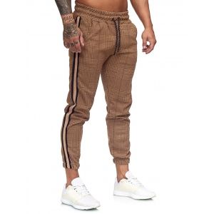 

Houndstooth Print Side Stripe Jogger Pants, Multi a