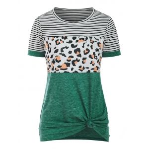 

Striped Leopard Short Sleeve T-shirt, Deep green
