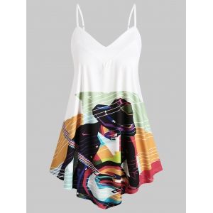 

Plus Size Graffiti Print Cami Top, White
